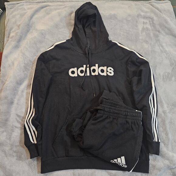 adidas Other - Adidas Fleece Essentials Hoodie & Sweatpants Mens Sz XXL 2 Piece Black